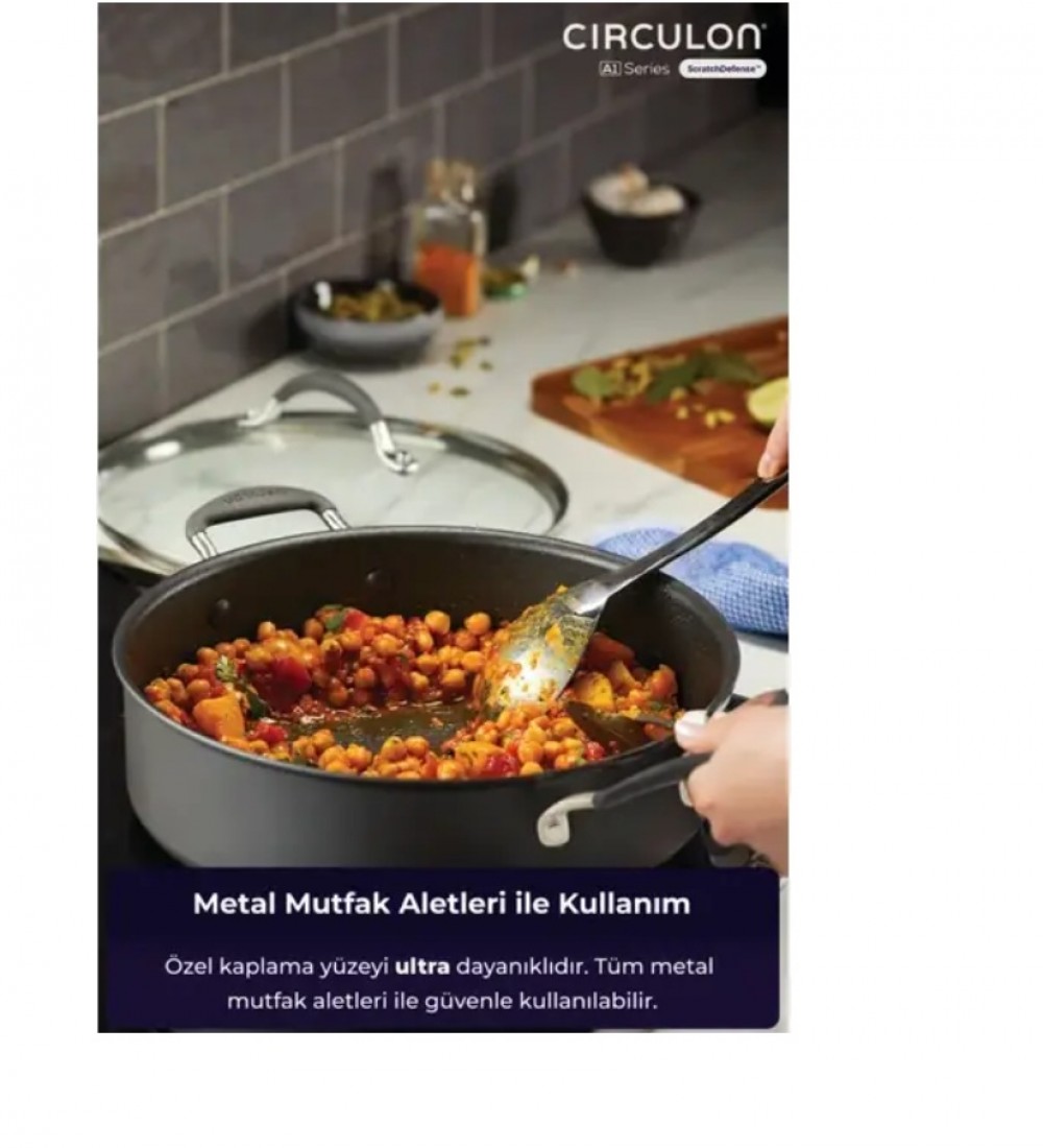 Circulon Cam Kapaklı Sığ Tencere 28 CM