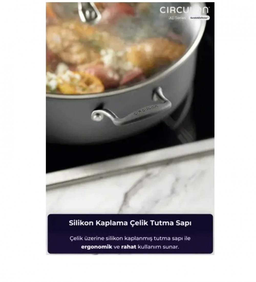 Circulon Cam Kapaklı Sığ Tencere 28 CM