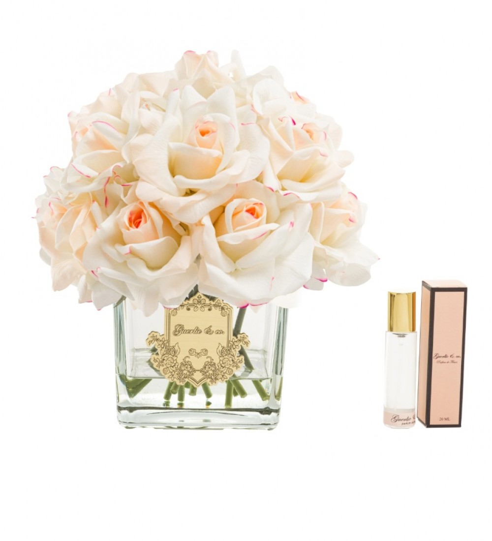 Guerlie&co. Krem Pembe 15 Gül Kare Cam Gold