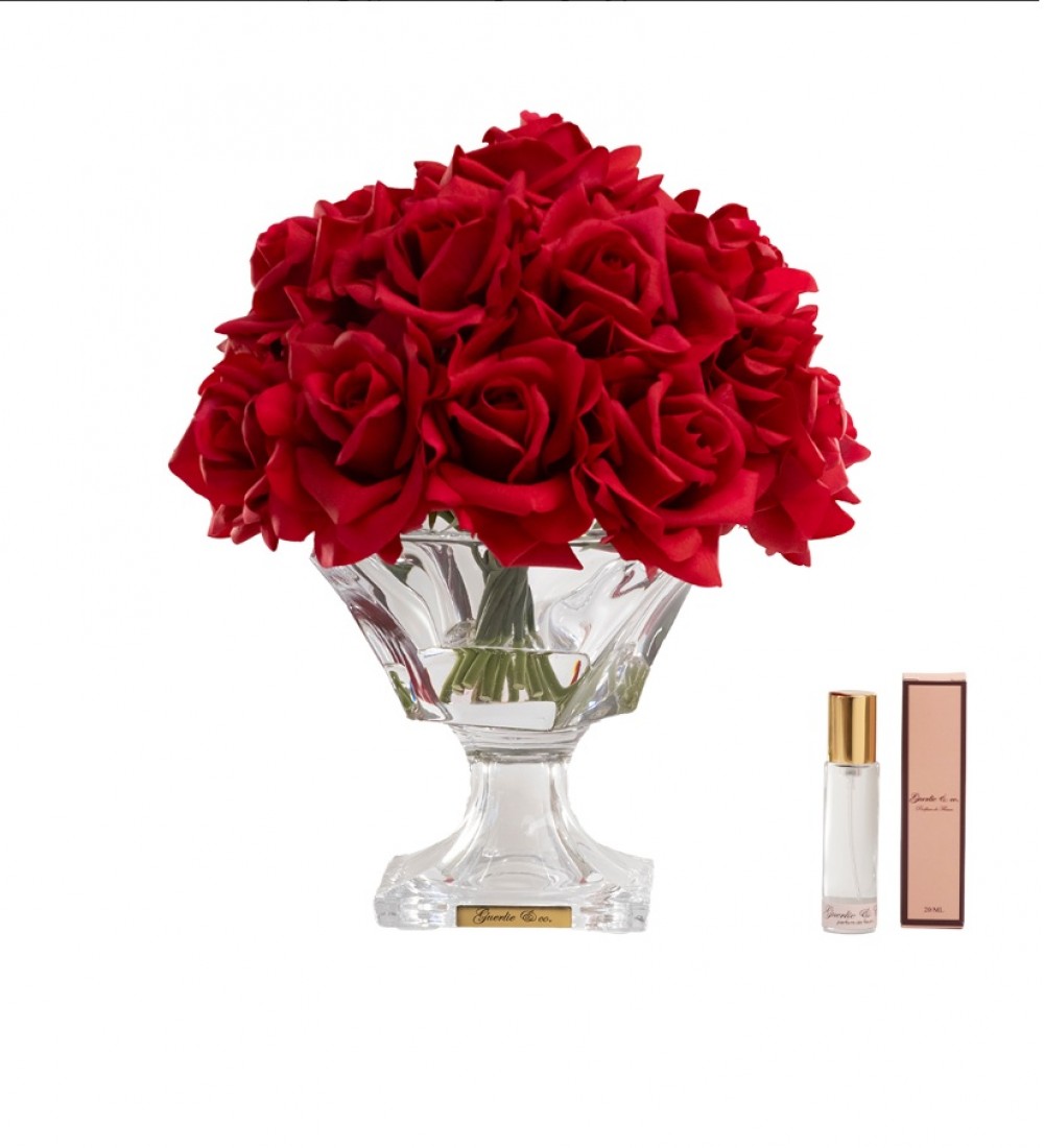 Guerlie&co. Kırmızı 19 İri Gül Kristal Cam