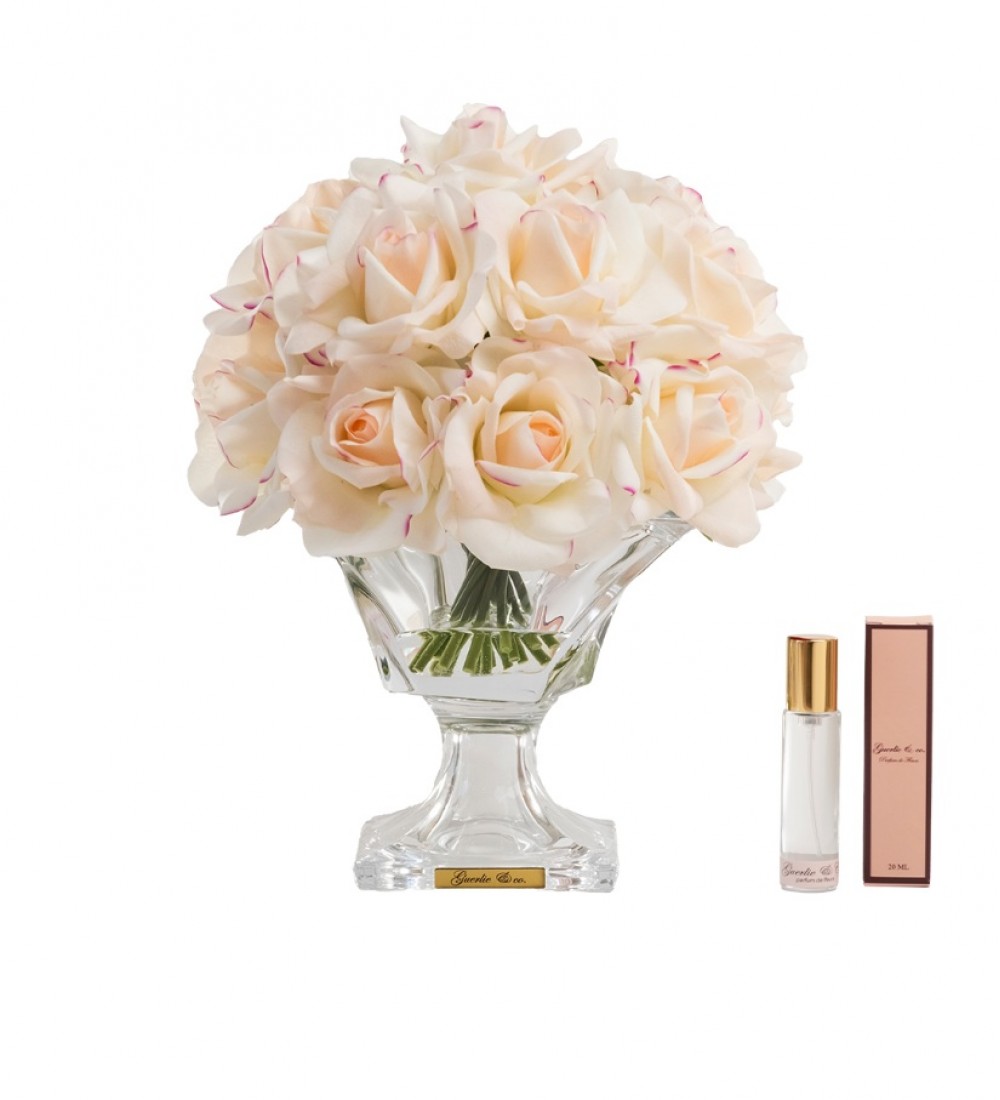 Guerlie&co. Krem Pembe 19 İri Gül Kristal Cam