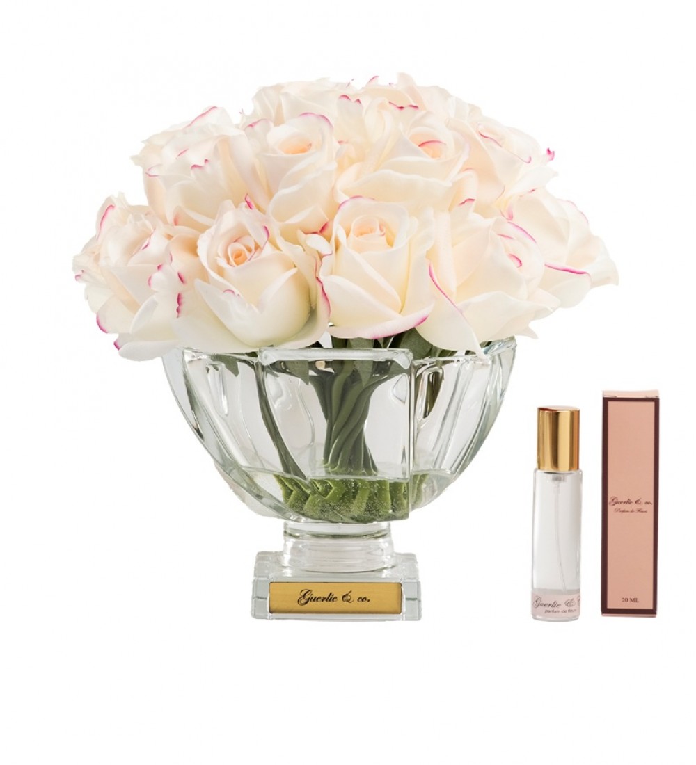 Guerlie&co. Krem Pembe 21 Tomurcuk Gül Kristal Cam