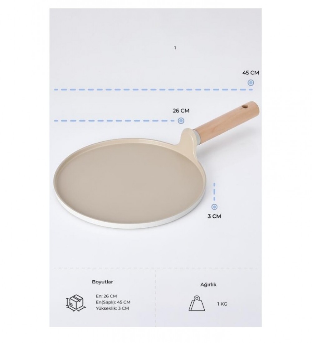 NEOFLAM FİKA ALÜMİNYUM DÖKÜM KREP TAVA 26CM BEJ D-NEOFCR126