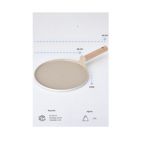 NEOFLAM FİKA ALÜMİNYUM DÖKÜM KREP TAVA 26CM BEJ D-NEOFCR126 