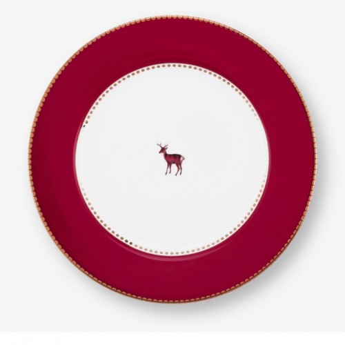 PİP STUDİO Kırmızı Geyikli Porselen Yemek Tabağı 26,5 