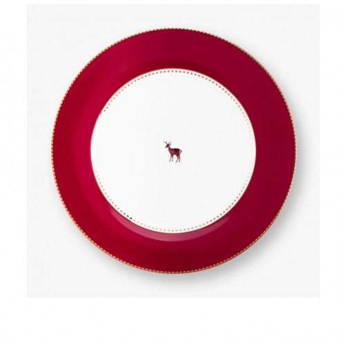 PİP STUDİO KIRMIZI GEYİK PORSELEN KAHVALTI TABAĞI 21 CM LOVE BİRDS 