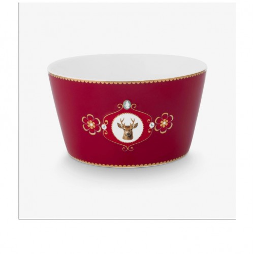 Pip StudioLove Birds Geyikli  Kırmızı Porselen Kase 15 Cm 