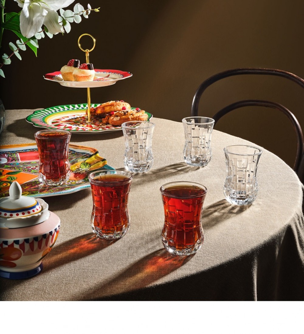 RCR Etna Yüksek Kalite Cam 6'lı Çay Bardağı 140 ml