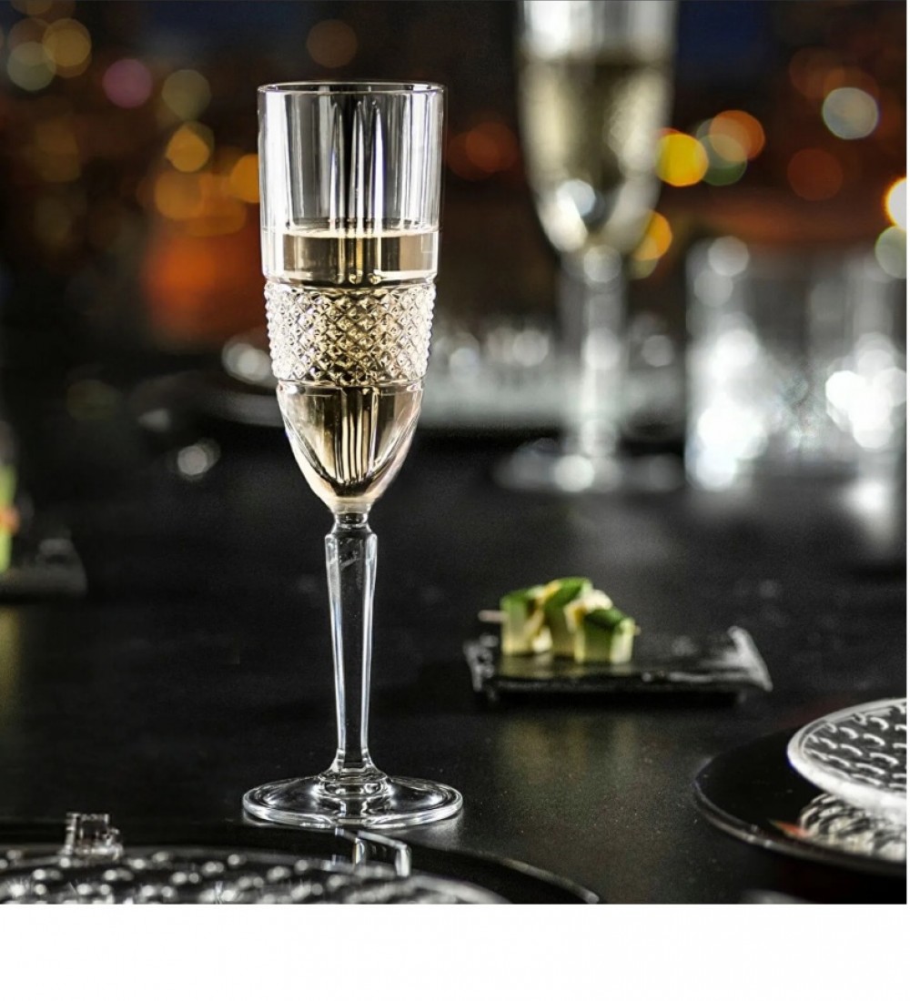 RCR Brillante Yüksek Kalite Cam 6'lı Flüt Kadeh Seti 185 ml