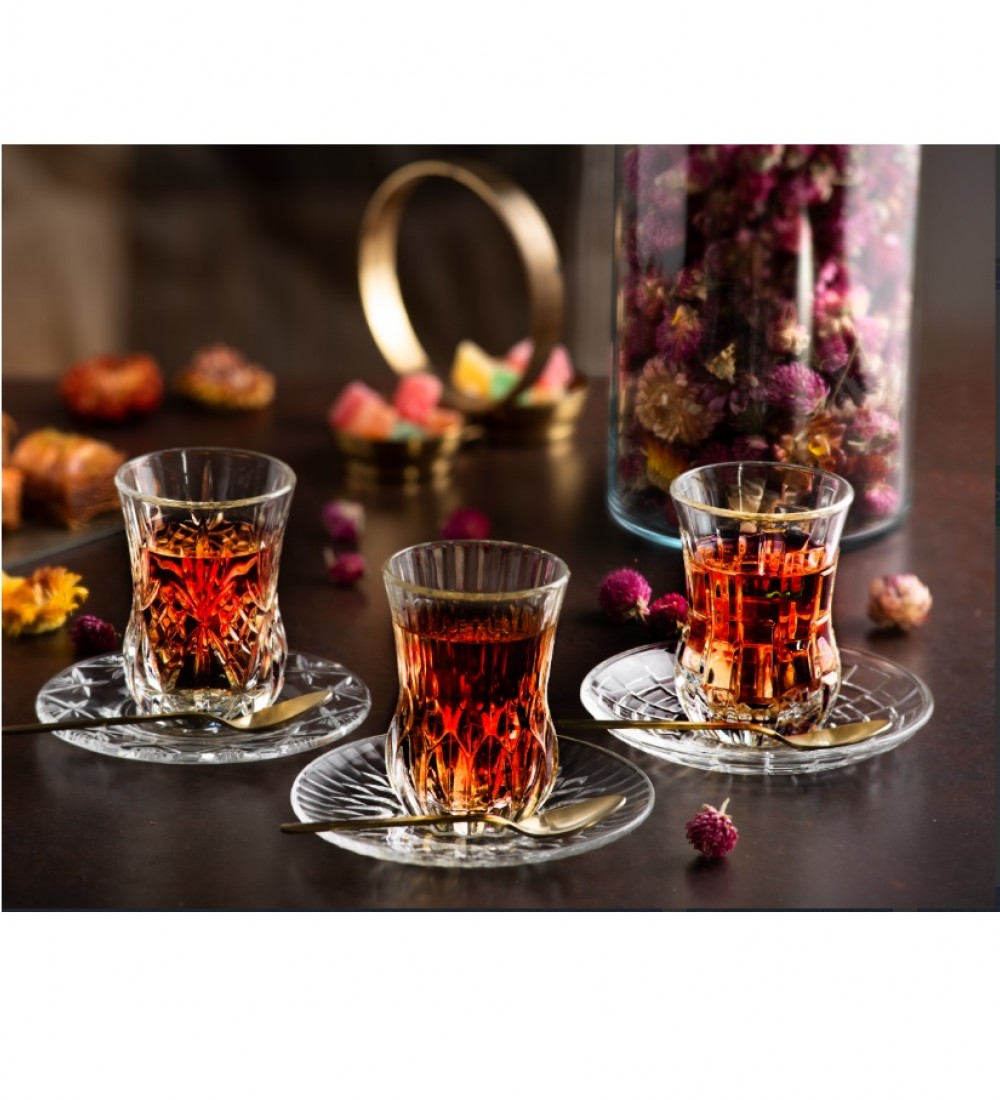 RCR Adagio Yüksek Kalite Cam 6'lı Çay Bardak Seti 140 ml