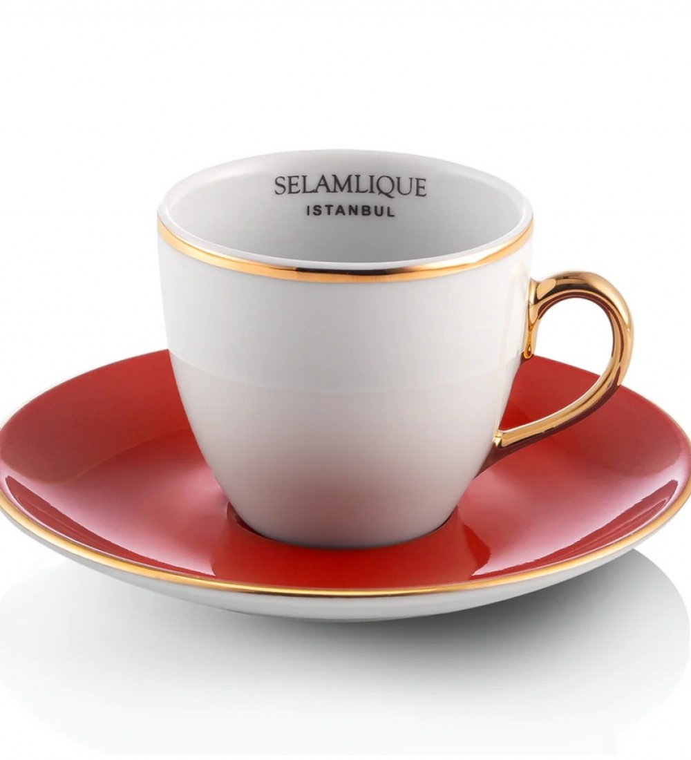 Selamlique  4'lü Klasik Mercan Türk Kahvesi Fincanları