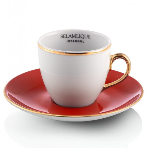Selamlique  4'lü Klasik Mercan Türk Kahvesi Fincanları