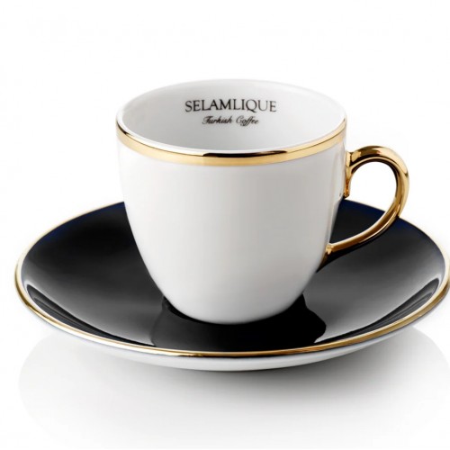 Selamlique 4'lü Klasik Siyah Türk Kahvesi Fincanları