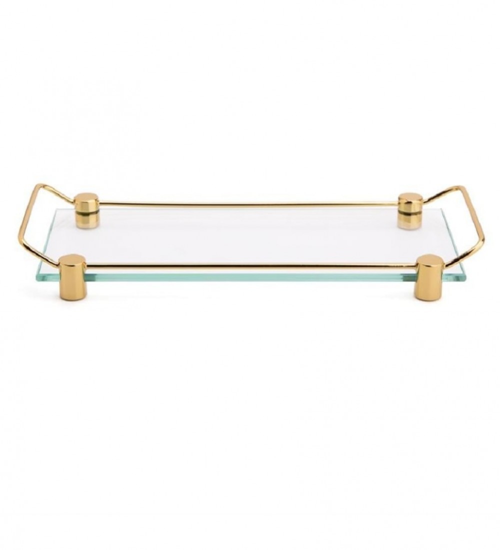 SYSTEM Tezgah Üstü Banyo Tepsi Cam|Gold 36x125x312 mm