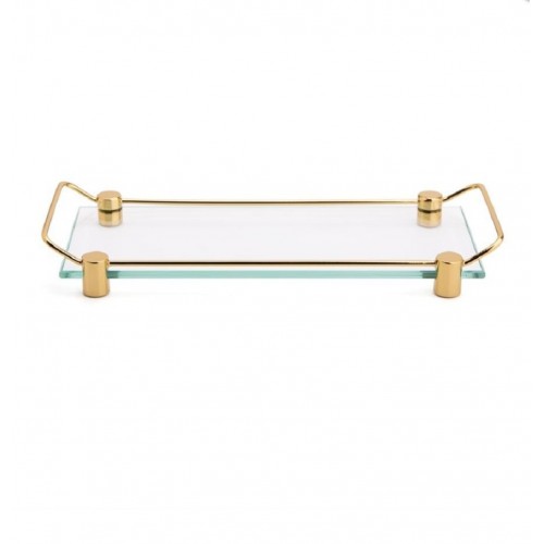 SYSTEM Tezgah Üstü Banyo Tepsi Cam|Gold 36x125x312 mm 