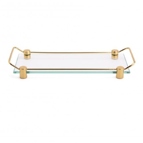 SYSTEM Tezgah Üstü Banyo Tepsi Cam|Gold 36x125x312 mm 