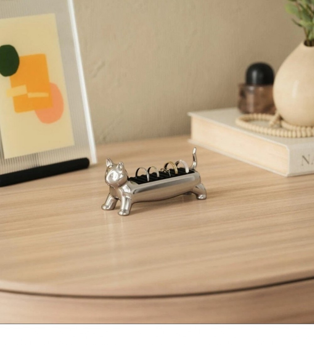 SYSTEM  Alı Cat Yüzük Tutucu Krom Renk 4x5,5x12 cm