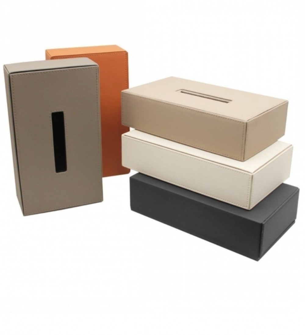 SYSTEM Dikdörtgen Deri Selpak Mendil Kutusu – Taupe 