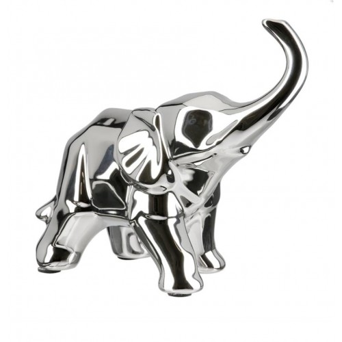 SYSTEM Gılde Figür Fil Seramik Gümüş Renkli Büyük Boy L.12 cm W.31 cm H.27 cm