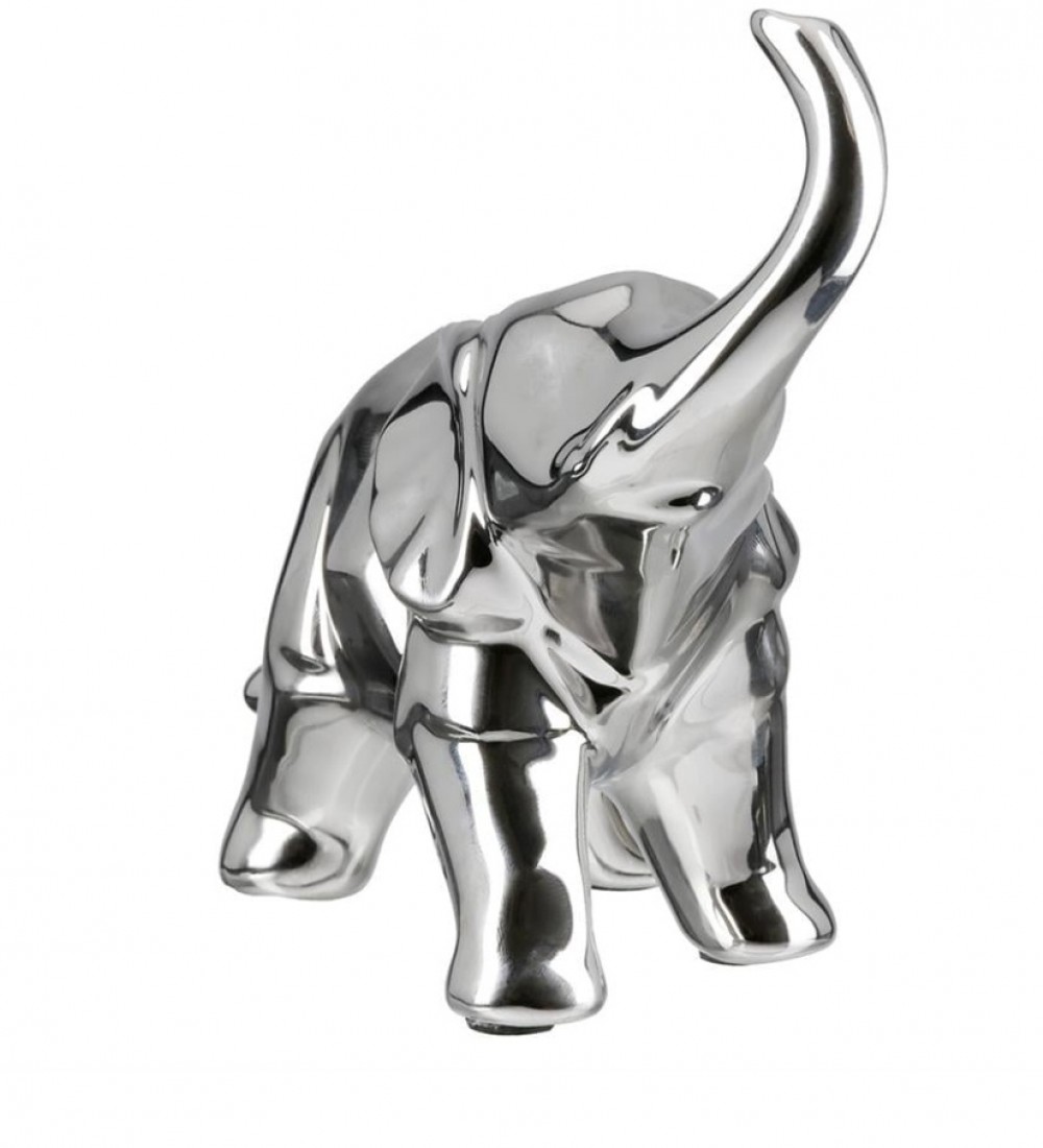 SYSTEM Gılde Figür Fil Seramik Gümüş Renkli Büyük Boy L.12 cm W.31 cm H.27 cm
