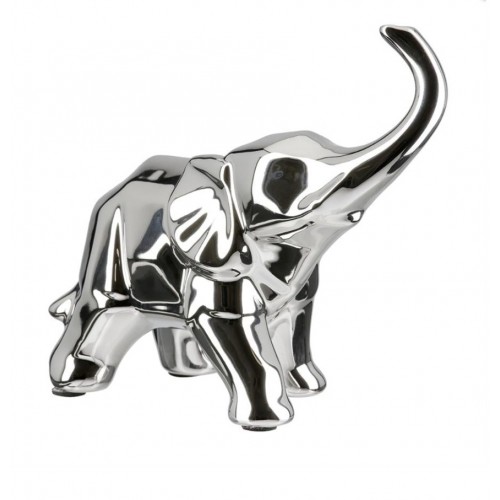 SYSTEM Gılde Figür Fil Seramik Gümüş Renkli Orta Boy L.10 cm W.23 cm H.20 cm