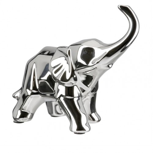 SYSTEM Gılde Figür Fil Seramik Gümüş Renkli Orta Boy L.10 cm W.23 cm H.20 cm