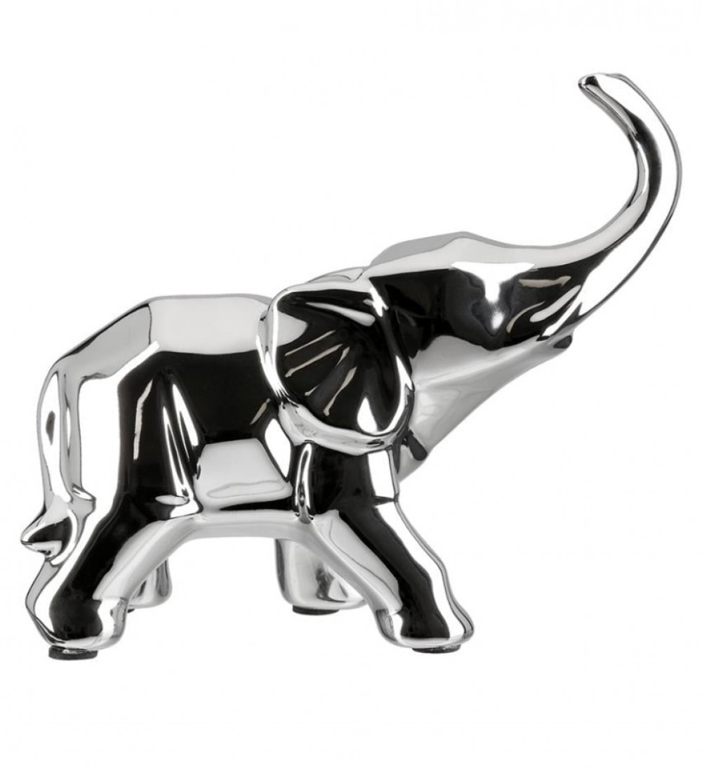 SYSTEM Gılde Figür Fil Seramik Gümüş Renkli Büyük Boy L.12 cm W.31 cm H.27 cm