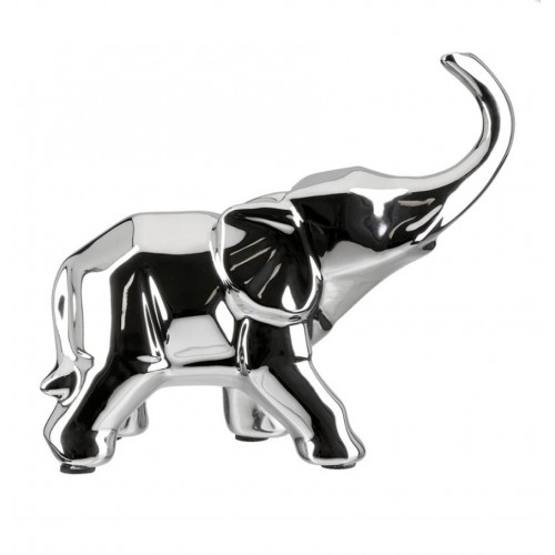 SYSTEM Gılde Figür Fil Seramik Gümüş Renkli Büyük Boy L.12 cm W.31 cm H.27 cm