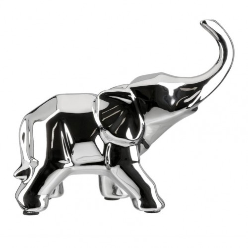 SYSTEM Gılde Figür Fil Seramik Gümüş Renkli Büyük Boy L.12 cm W.31 cm H.27 cm