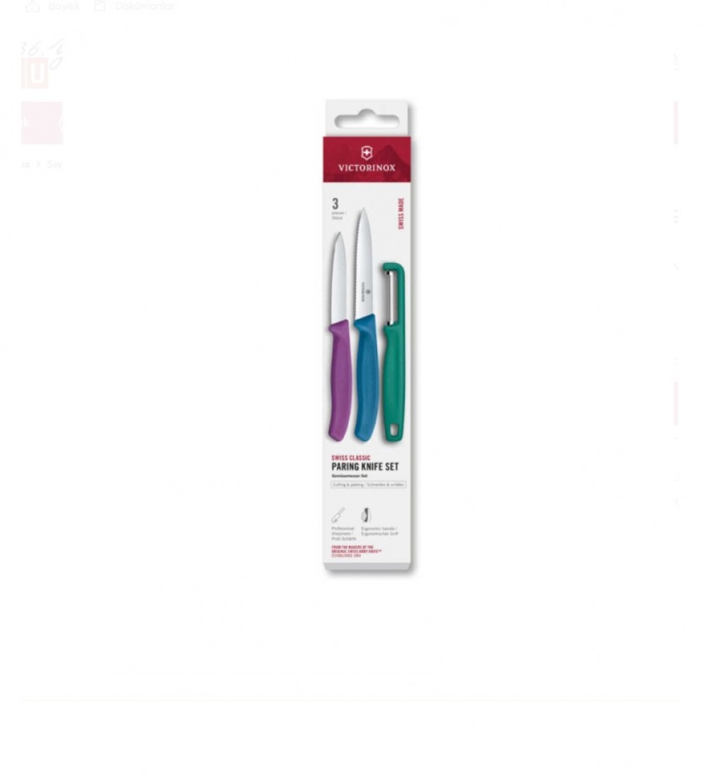 Victorinox 6.7116.33C1 Swiss Classic 3lü Bıçak ve Soyacak Set, Renkli