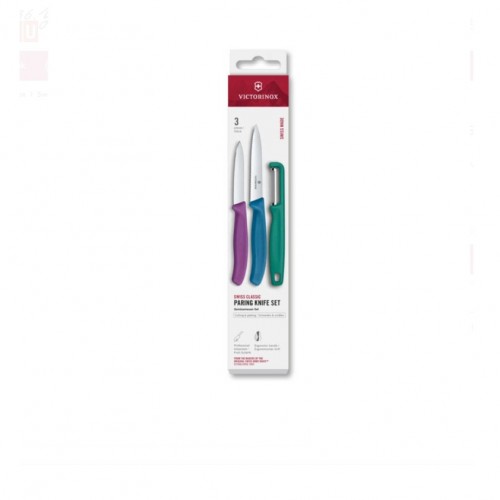 Victorinox 6.7116.33C1 Swiss Classic 3lü Bıçak ve Soyacak Set, Renkli