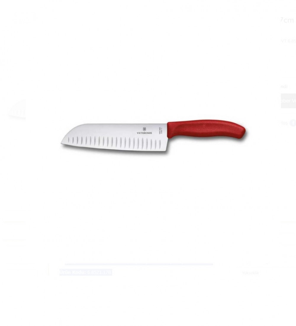 Victorinox 6.8521.17B 17cm Kırmızı Santoku Bıçağı, Blisterli Paket