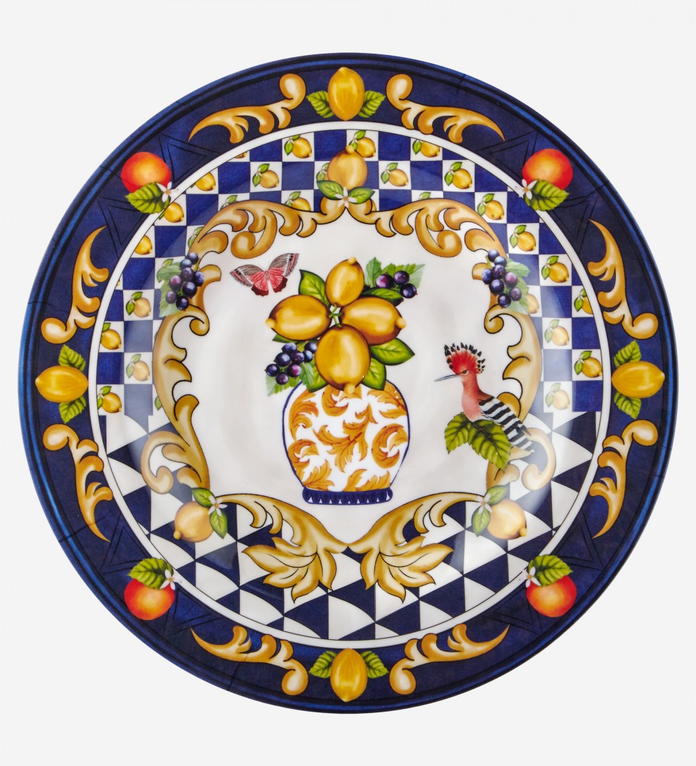 Capri Mavi Vazo Desenli Tabak 21,5cm