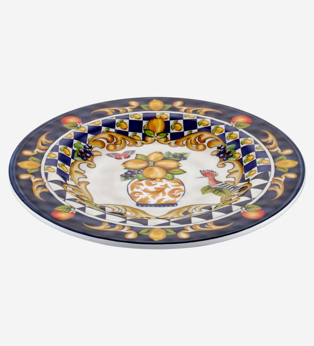 Capri Mavi Vazo Desenli Tabak 21,5cm