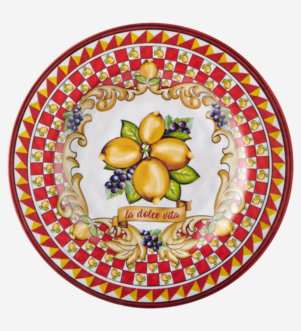 Capri Kırmızı Limon Buketi Tabak 21,5cm