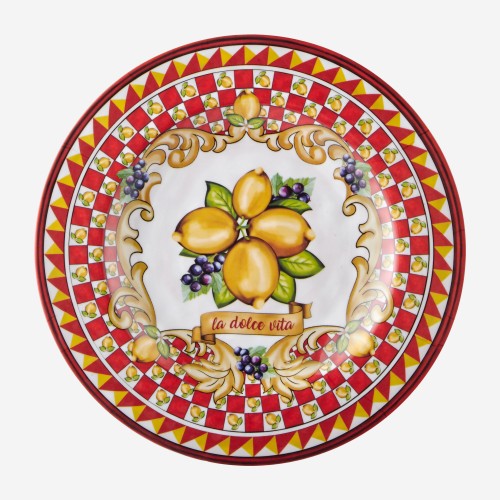 Capri Kırmızı Limon Buketi Tabak 21,5cm