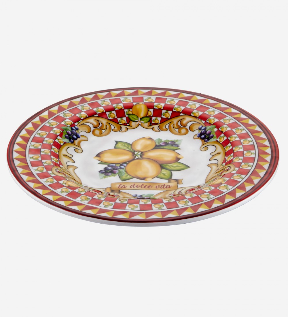 Capri Kırmızı Limon Buketi Tabak 21,5cm