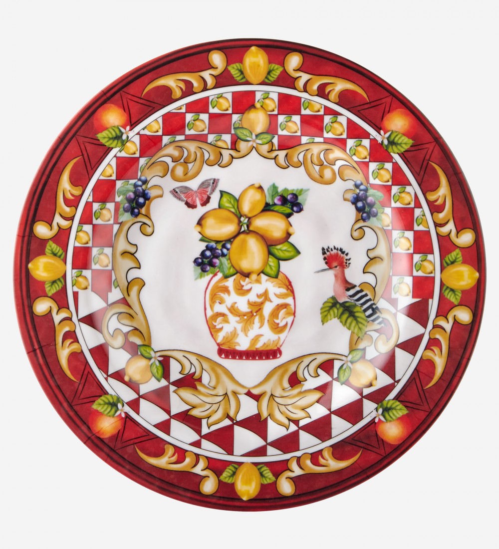 Capri Kırmızı Vazo Desenli Tabak 21,5cm