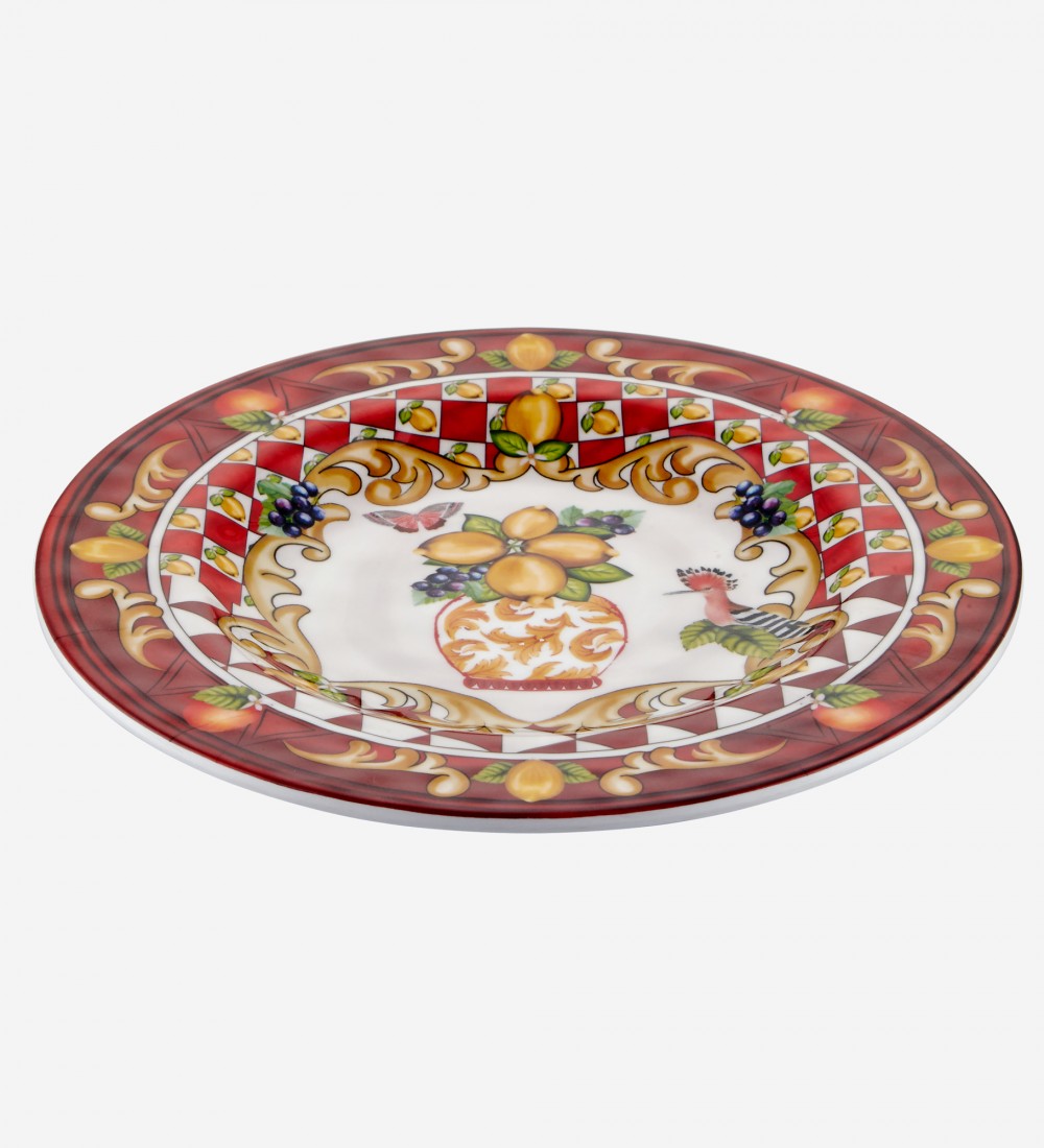 Capri Kırmızı Vazo Desenli Tabak 21,5cm