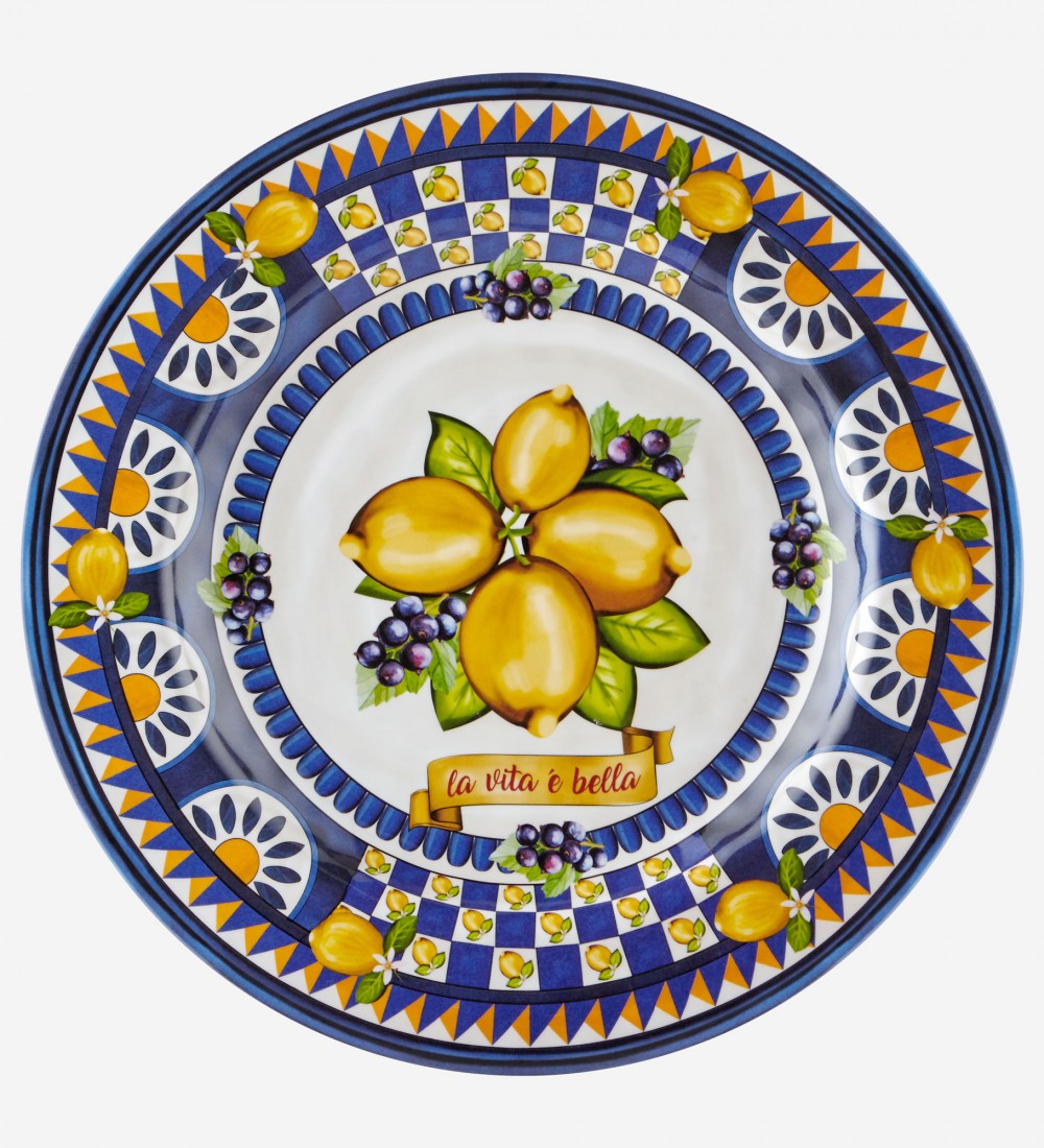 Capri Mavi Limon Buketi Yemek Tabağı 28cm