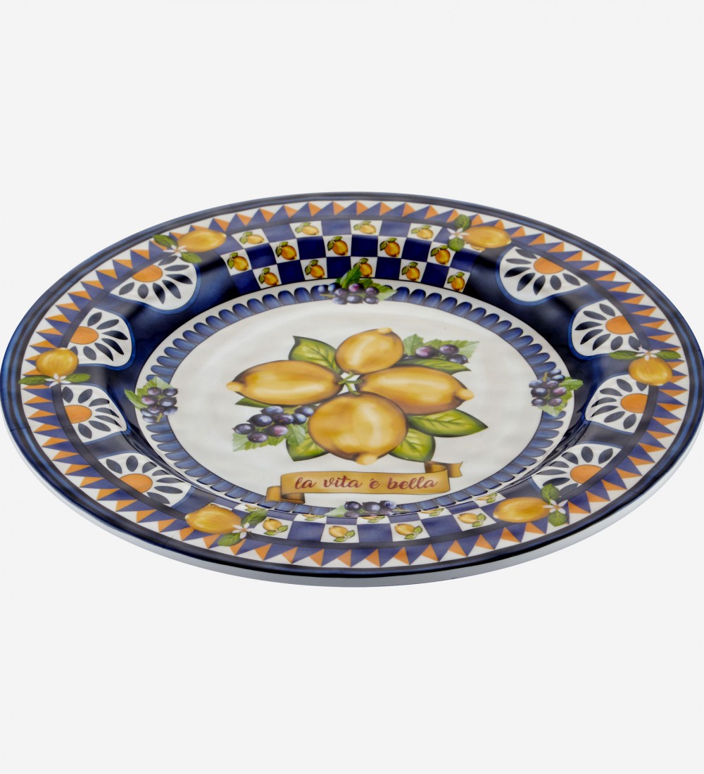 Capri Mavi Limon Buketi Yemek Tabağı 28cm