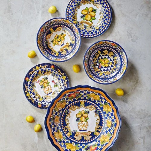 Capri Mavi Limon Buketi Yemek Tabağı 28cm