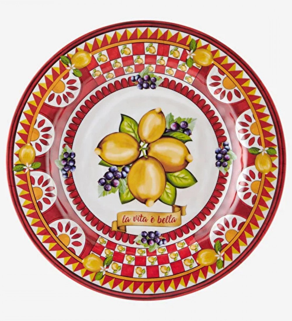 Capri Kırmızı Limon Buketi Tabak 21,5cm