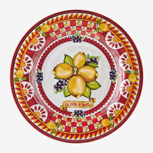 Capri Kırmızı Limon Buketi Tabak 21,5cm