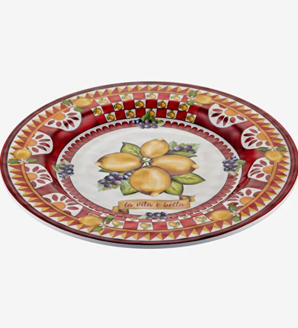 Capri Kırmızı Limon Buketi Tabak 21,5cm