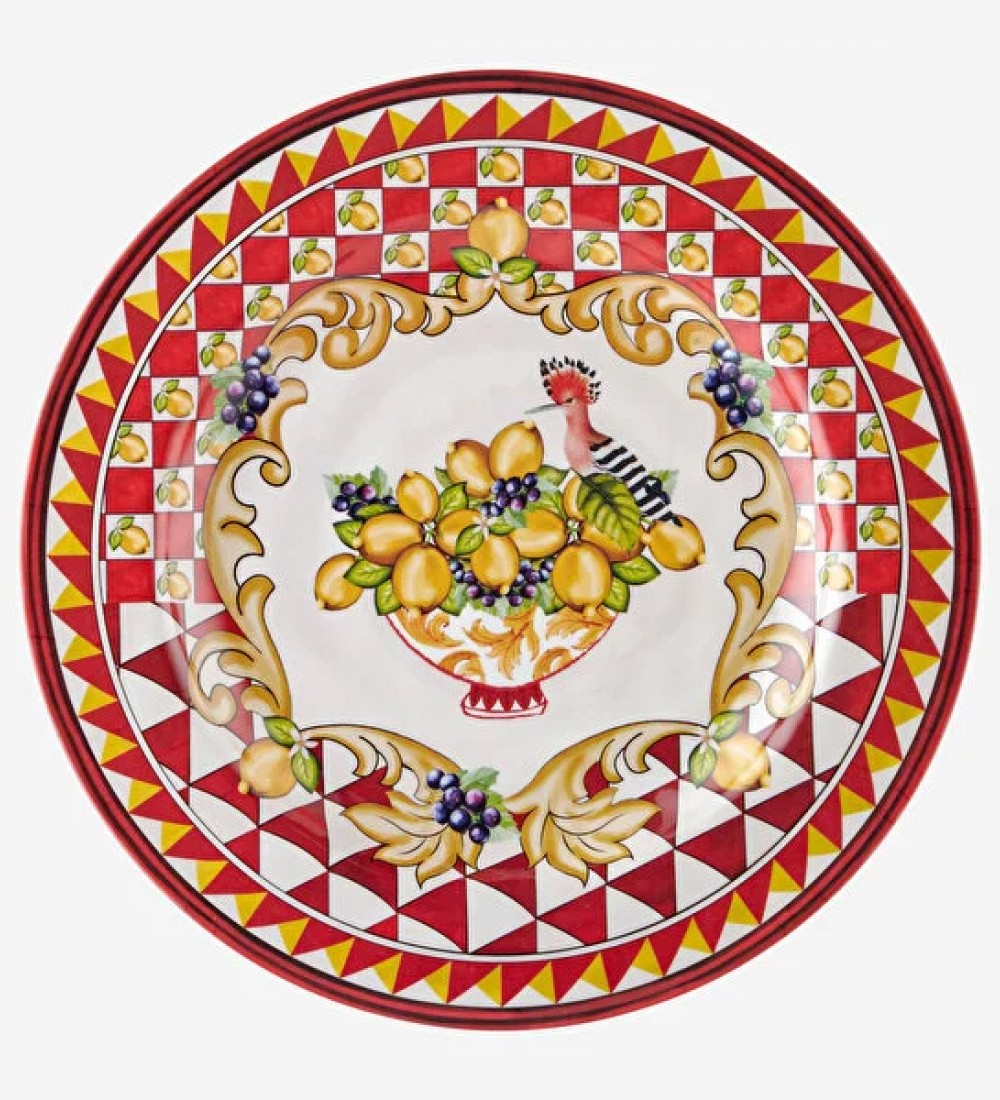 Capri Kırmızı Goblet Desenli Yemek Tabağı 28cm