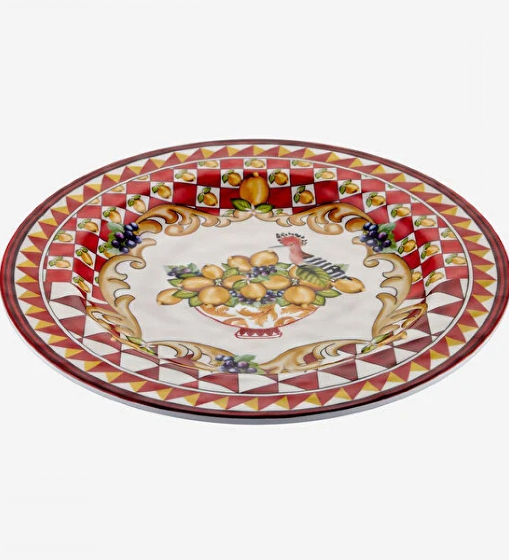 Capri Kırmızı Goblet Desenli Yemek Tabağı 28cm