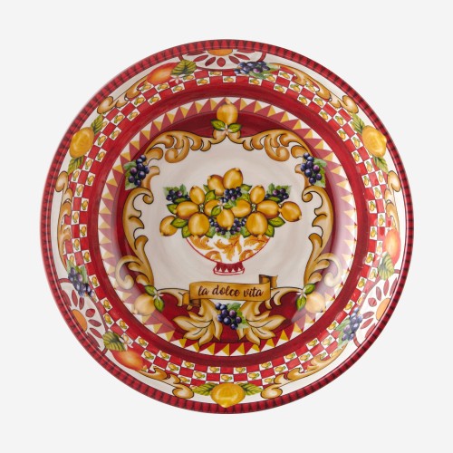 Capri Kırmızı Goblet Desenli Kase 20cm