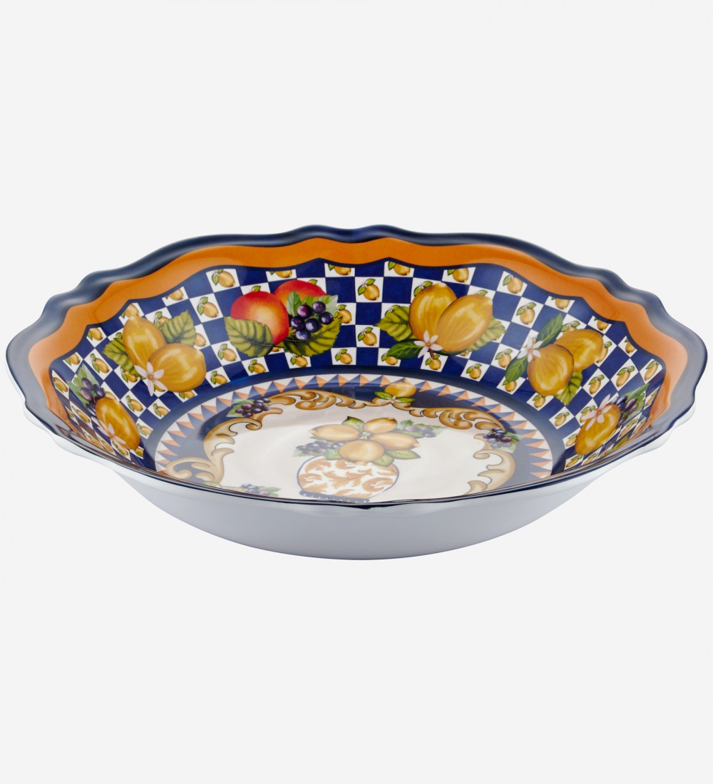 Capri Mavi Vazo Desenli Servis Kasesi 35cm
