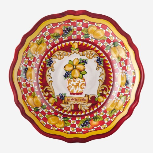 Capri Kırmızı Vazo Desenli Servis Kasesi 35cm